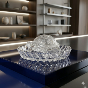 Good Luck Crystal Glass Turtle With Plate Set